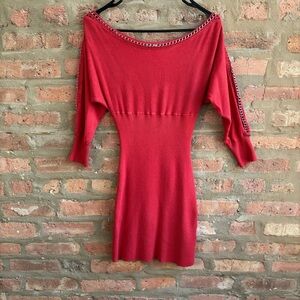 Guess Y2K Pink Knit Dress with chain detailing size M